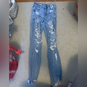 American Eagle Outfitters Blue Skinny Distressed Jeans